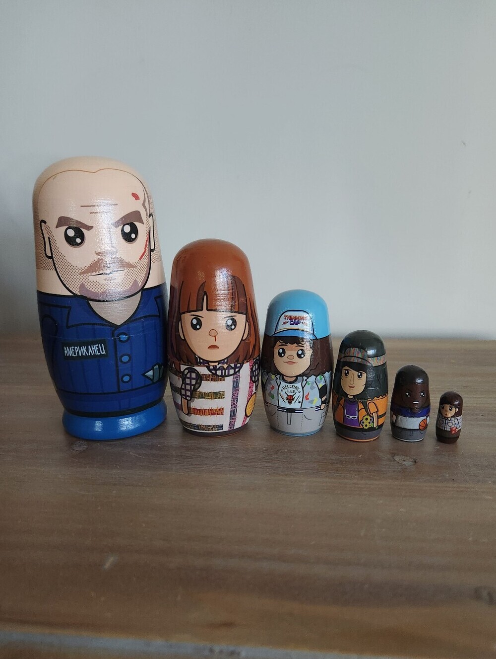 📺 Stranger Things Wooden Nesting Dolls Set | Hawkins Crew Collectible Netflix
